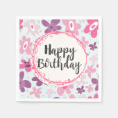 Serviette En Papier Fleurs roses mignonnes Motif Whimsical Anniversair (Devant)