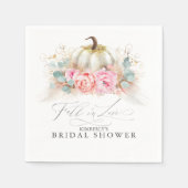 Serviette En Papier Fleurs roses Pampas Grass et Citrouille blanc (Devant)