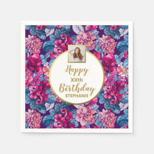 Serviette En Papier Fleurs Roses, Photo, N'Importe Quel Âge, Anniversa