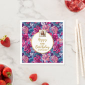 Serviette En Papier Fleurs roses, photo, tout âge, anniversaire person (En situation)