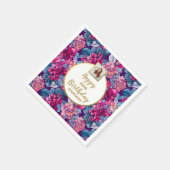 Serviette En Papier Fleurs roses, photo, tout âge, anniversaire person (Coin)