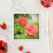 Serviette En Papier Fleurs Roses romantiques (En situation)