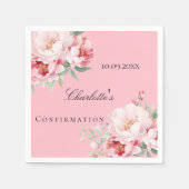 Serviette En Papier Fleurs roses roses élégantes Confirmation (Devant)