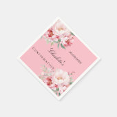 Serviette En Papier Fleurs roses roses élégantes Confirmation (Coin)