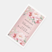 Serviette En Papier Fleurs roses roses poussiéreuses élégant anniversa (Coin)