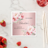 Serviette En Papier Fleurs roses roses poussiéreuses élégant anniversa (En situation)