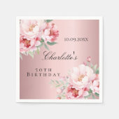 Serviette En Papier Fleurs roses roses poussiéreuses élégant anniversa (Devant)