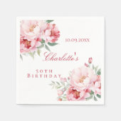 Serviette En Papier Fleurs roses roses rose élégant anniversaire (Devant)