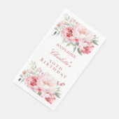 Serviette En Papier Fleurs roses roses rose élégant anniversaire (Coin)
