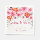 Serviette En Papier Fleurs roses rousses Fiesta Baby shower espagnol (Devant)