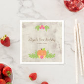 Serviette En Papier Fleurs roses Rustiques Citrouilles Premier anniver (En situation)