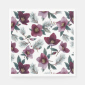 Serviette En Papier Fleurs Rouge Bourgogne (Devant)