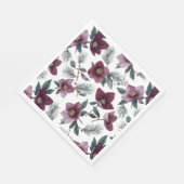 Serviette En Papier Fleurs Rouge Bourgogne (Coin)
