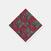 Serviette En Papier Fleurs rouges, aquarelle motifs floraux. (Coin)