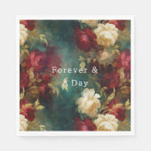 Serviette En Papier Fleurs rouges blanches vertes (Devant)