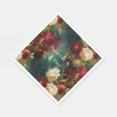 Serviette En Papier Fleurs rouges blanches vertes (Coin)
