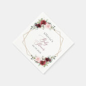 Serviette En Papier Fleurs Rouges Bourgogne, Fleurs Roses, Baby shower (Coin)