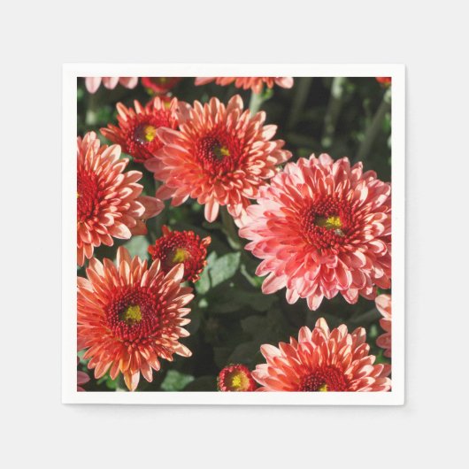Serviette En Papier Fleurs rouges de chrysanthème (Devant)