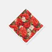 Serviette En Papier Fleurs rouges et blanches (Coin)