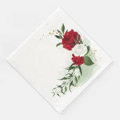 Serviette En Papier Fleurs rouges et blanches verdure (Coin)