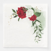 Serviette En Papier Fleurs rouges et blanches verdure (Devant)
