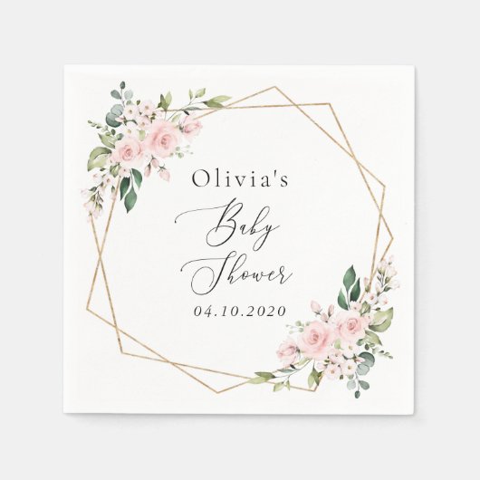 Serviette En Papier Fleurs Rouges, Fleurs Roses, Boho, Baby shower (Devant)