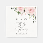 Serviette En Papier Fleurs Rouges, Fleurs Roses, Boho, Baby shower (Devant)