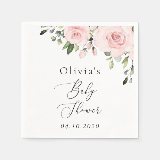 Serviette En Papier Fleurs Rouges, Fleurs Roses, Boho, Baby shower (Devant)