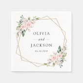 Serviette En Papier Fleurs Rouges, Fleurs Roses, Verdure, Mariage (Devant)