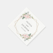 Serviette En Papier Fleurs Rouges, Fleurs Roses, Verdure, Mariage (Coin)
