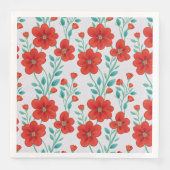 Serviette En Papier Fleurs rouges Floral Motif sans joint (Devant)