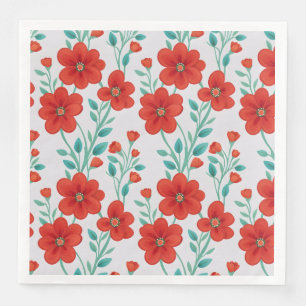 Serviette En Papier Fleurs rouges Floral Motif sans joint