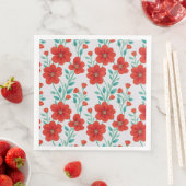 Serviette En Papier Fleurs rouges Floral Motif sans joint (En situation)