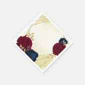 Serviette En Papier fleurs rouges marine or feuille mariage (Coin)