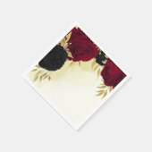 Serviette En Papier fleurs rouges noires or feuille mariage (Coin)