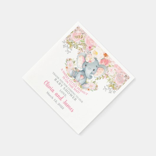 Serviette En Papier Fleurs rousses roses et serviettes d'éléphant. (Coin)