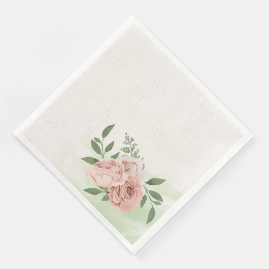 Serviette En Papier fleurs rousses roses sauge vert feuille mariage (Coin)