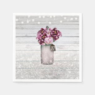 Serviette En Papier Fleurs Rustiques Chic en Bois et Bourgeon dans un