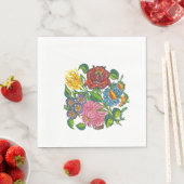 Serviette En Papier Fleurs rustiques hongroises (En situation)