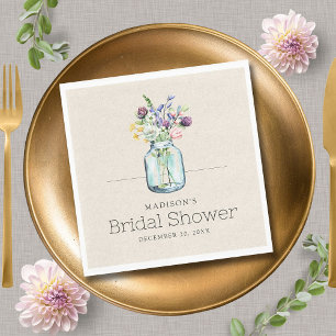 Serviette En Papier Fleurs sauvages à l'aquarelle Linge Bohème Enterre