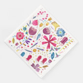 Serviette En Papier Fleurs sauvages Aquarelle Napkin (Coin)