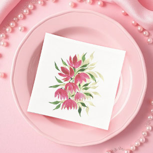 Serviette En Papier Fleurs sauvages artistiques boho aquarelle