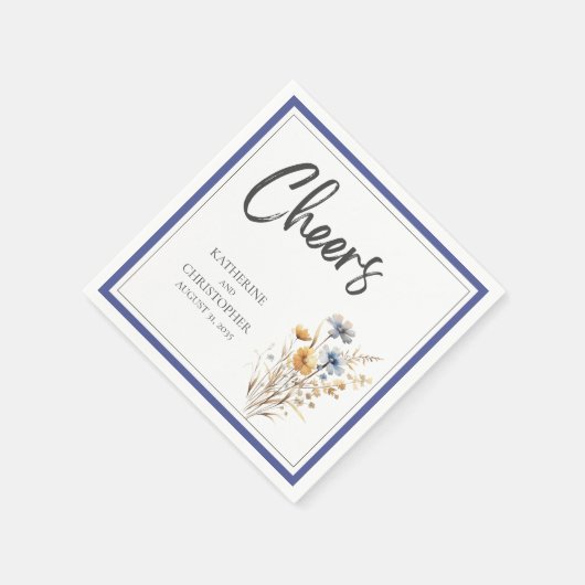 Serviette En Papier Fleurs sauvages Bleus Élégant Mariage formel (Coin)