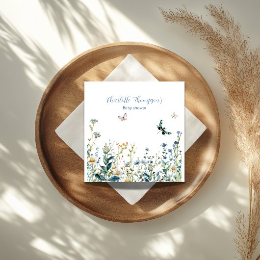 Serviette En Papier Fleurs sauvages bleus et verts