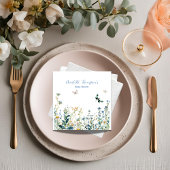 Serviette En Papier Fleurs sauvages bleus et verts