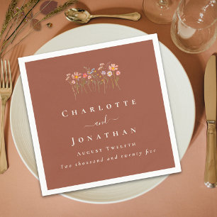 Serviette En Papier Fleurs sauvages Bohème Floral Automne Mariage sur 