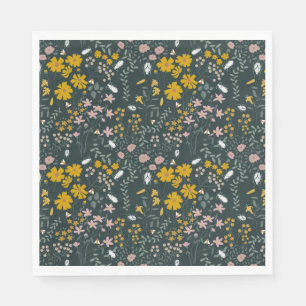 Serviette En Papier Fleurs sauvages bohémiens de la moutarde