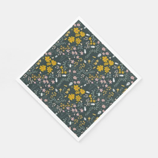 Serviette En Papier Fleurs sauvages bohémiens de la moutarde (Coin)