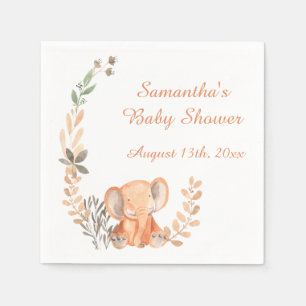 Serviette En Papier Fleurs sauvages Boho Baby Elephant Baby shower
