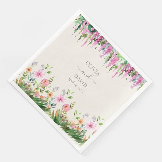 Serviette En Papier Fleurs sauvages Boho et Mariage Acacia (Coin)